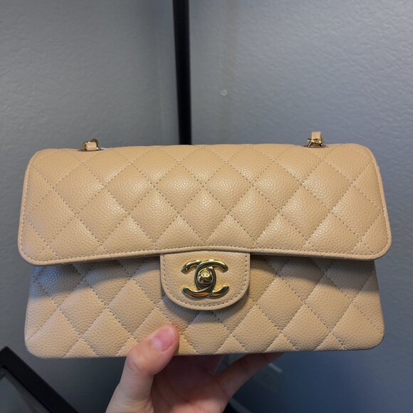 Chanel Small Classic Double Flap in Beige - Picture 1 of 7
